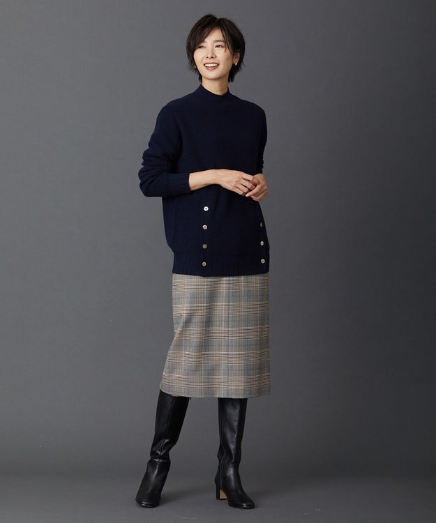 J.PRESS LADIES 【洗える】PL/Visストレッチチェック スカート グレー系3