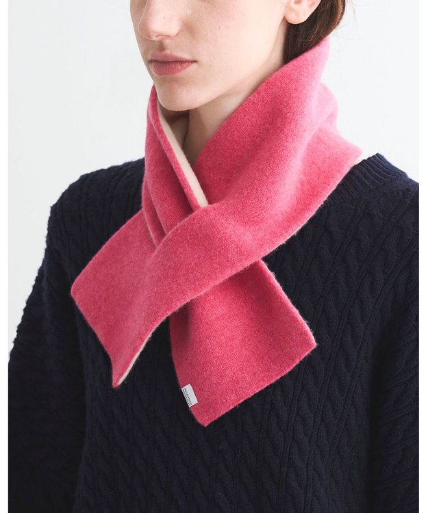 MOONBAT MACKINTOSH PHILOSOPHY(マッキントッシュ フィロソフィー）【ギフトBOX付】ウール100％ リバーシブル ニット マフラー ユニセックス 日本製 ピンク