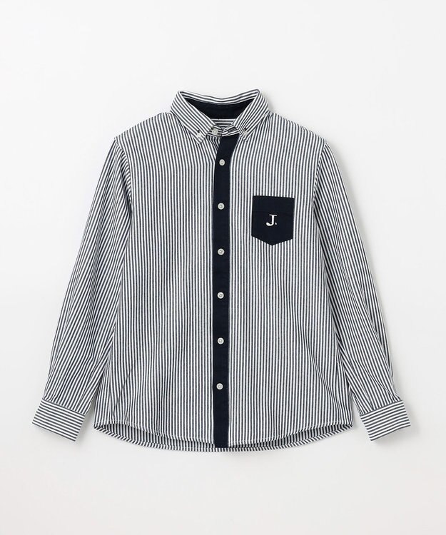 J.PRESS KIDS 【140-170cm】ストライプ＆チェック シャツ ネイビー系ストライプ