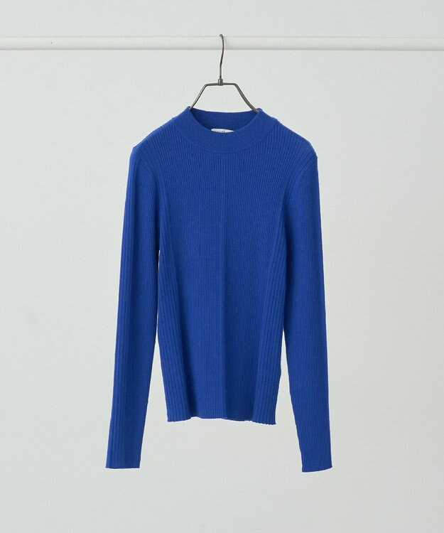 earth music&ecology やわらかタッチハイネックリブニットプルオーバー Blue