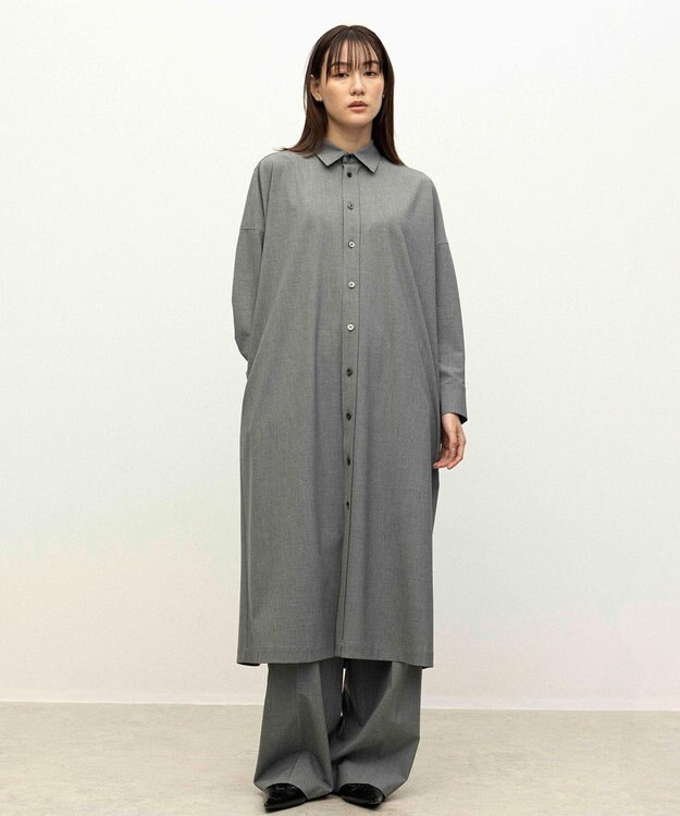 NAVE 【ReNAVE】ウォッシャブルツイル シャツドレス チャコール系