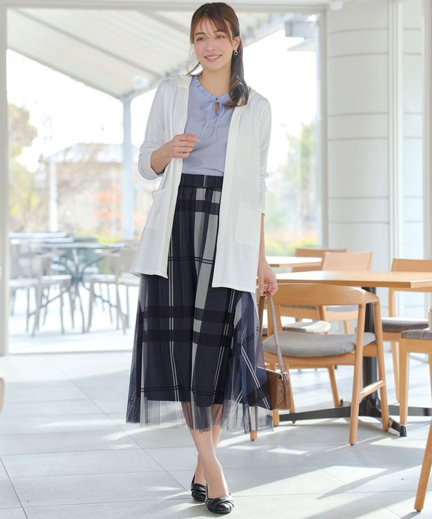 Tiaclasse フリルリボンブラウス サックス