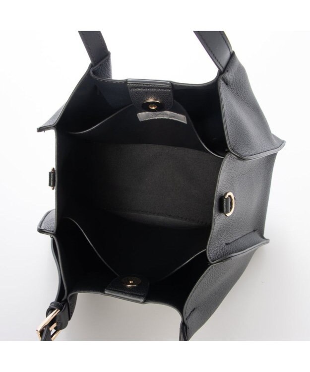 UNBILLION カシュカシュ cachecache / フェイクレザーショルダーバッグ付スクエアトート ブラック