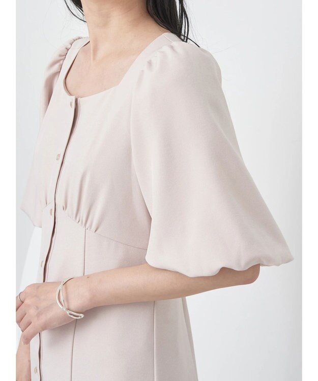 earth music&ecology フロントボタン裾フレアワンピース Beige