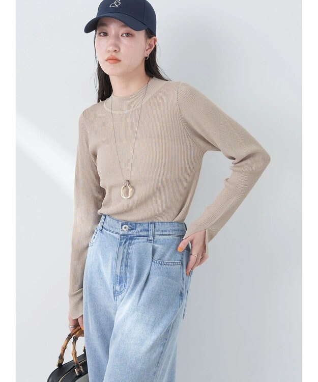 earth music&ecology シアーリブニットプルオーバー Beige