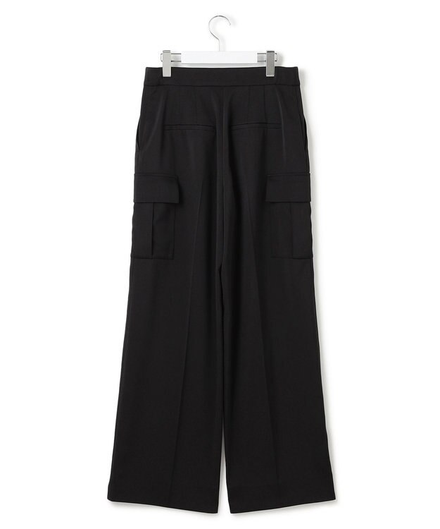 ICB L 【スマートバック仕様・洗える】ストレッチダブルサテン カーゴパンツ ブラック系