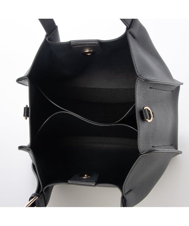 UNBILLION カシュカシュ cachecache / フェイクレザーショルダーバッグ付スクエアトート ブラック