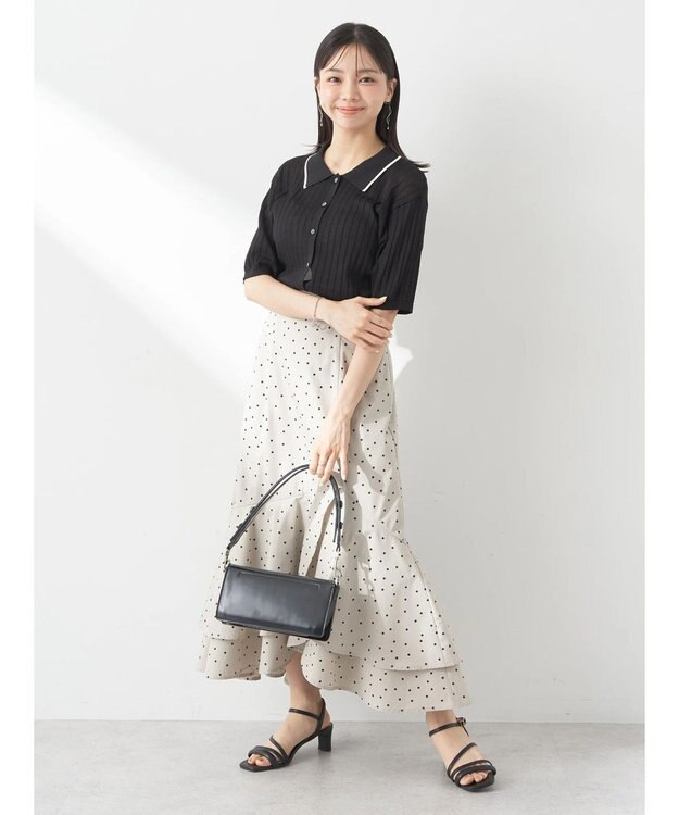 earth music&ecology ラインポロニットカーディガン Black