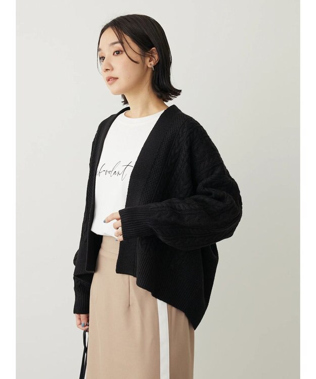 Green Parks 着流しケーブルカーディガン Black