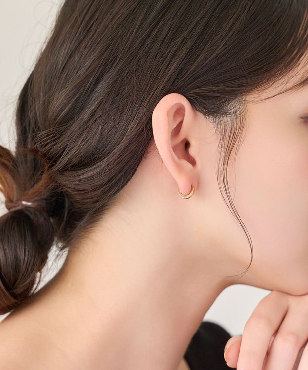 Phoebe 【金属アレルギー対応】ワンタッチメタルフープミニピアス　ローズゴールド/サージカルステンレス ローズゴールド