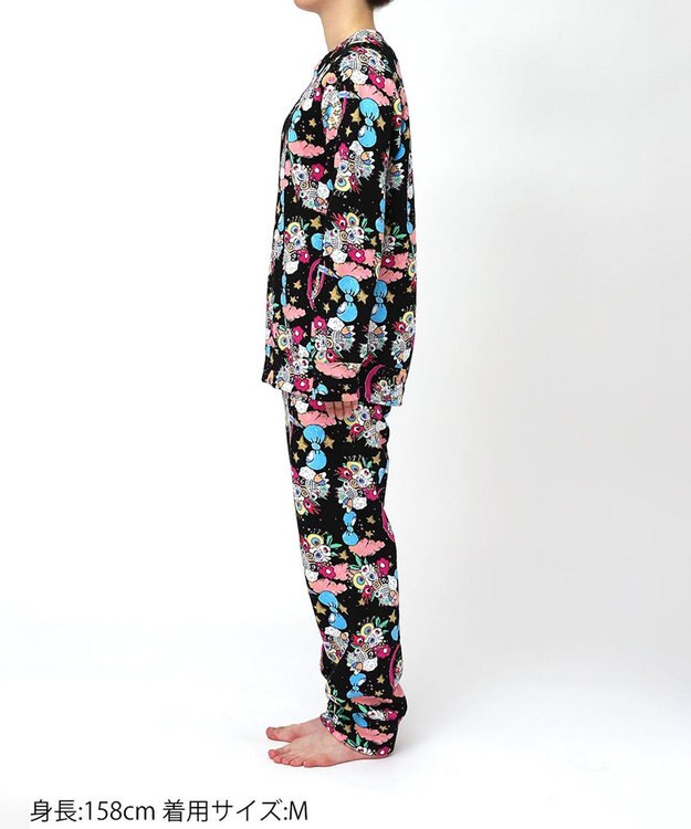 tsumori chisato SLEEP ツモリチサト パジャマ 綿100%(本体) あったか 長袖 長ズボン レディース UDW406 /ワコール ブラック