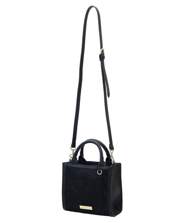 Maison de FLEUR EC限定フラワーレース2Wayスクエアトートバッグ Black