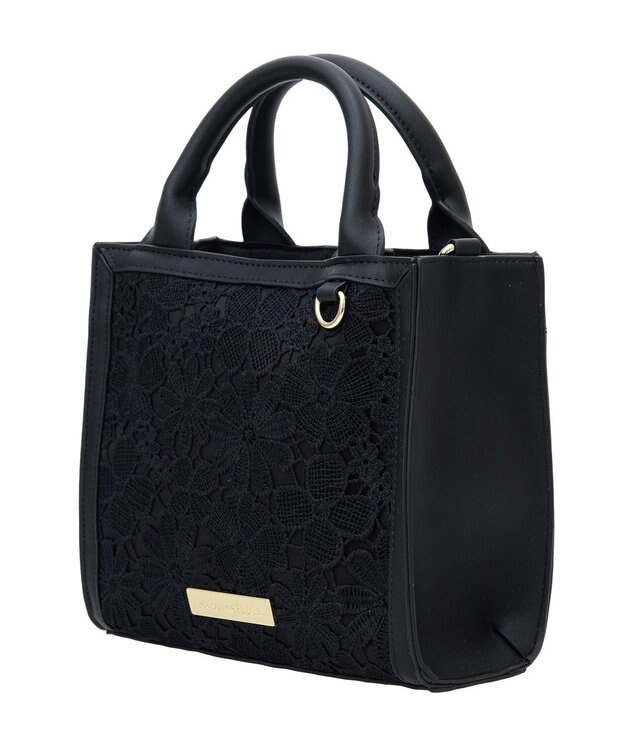 Maison de FLEUR EC限定フラワーレース2Wayスクエアトートバッグ Black