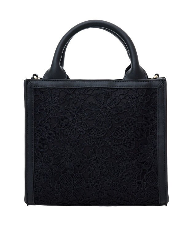 Maison de FLEUR EC限定フラワーレース2Wayスクエアトートバッグ Black