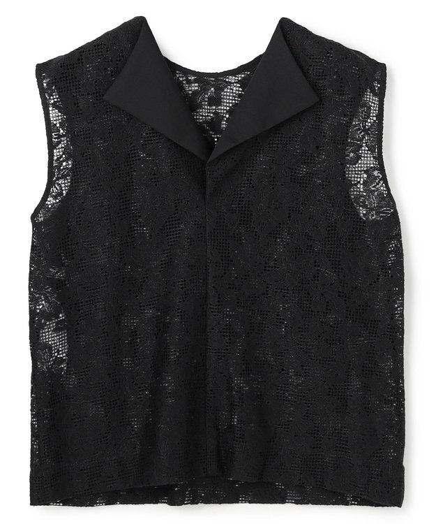 BEIGE， FLUORITE / 異素材コンビ レースブラウス Black