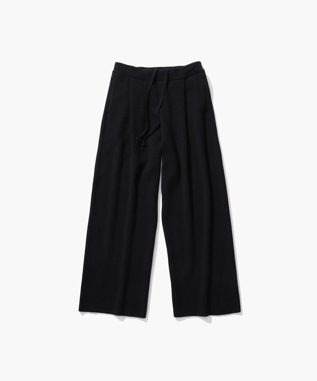 ATON WOOL CASHMERE SILK | ストレートイージーパンツ BLACK