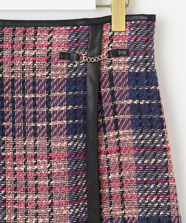 ANY SIS 【25周年記念】ビットポイントツイーディ スカート ピンク系チェック