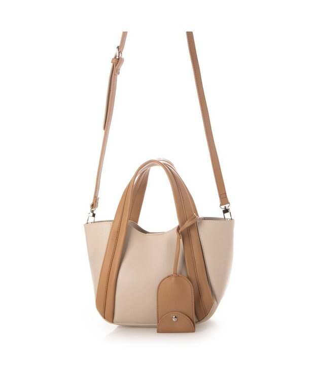 UNBILLION カシュカシュ cachecache / キーチャーム付きラウンドミニ2wayトート アイボリーミックス