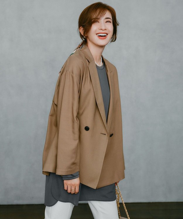 ICB 【洗える】シアージャージーコンビ カットソー チャコール系