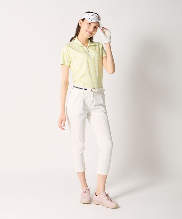 FILA GOLF／marie claire 【Marie claire sports】小花柄ハーフジップ半袖シャツ イエロー