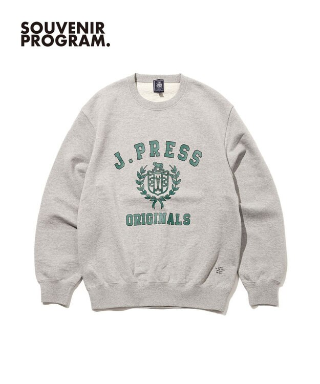 J.PRESS MEN 【J.PRESS ORIGINALS】【UNISEX】Supima Recycle Cotton CREST Logo Sweat ライトグレー系