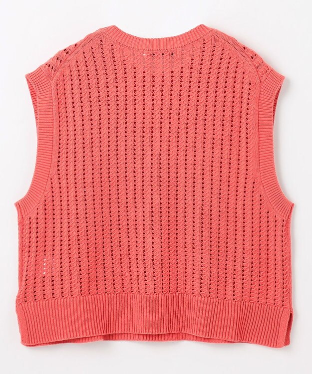 ANY L パターンメッシュニットベスト コーラル