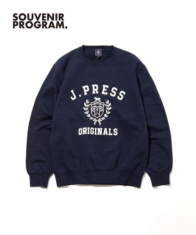 J.PRESS MEN 【J.PRESS ORIGINALS】【UNISEX】Supima Recycle Cotton CREST Logo Sweat ネイビー系