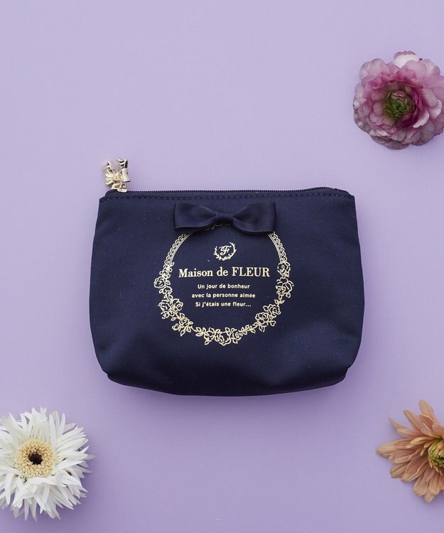 Maison de FLEUR サテンリボンティッシュケース Navy