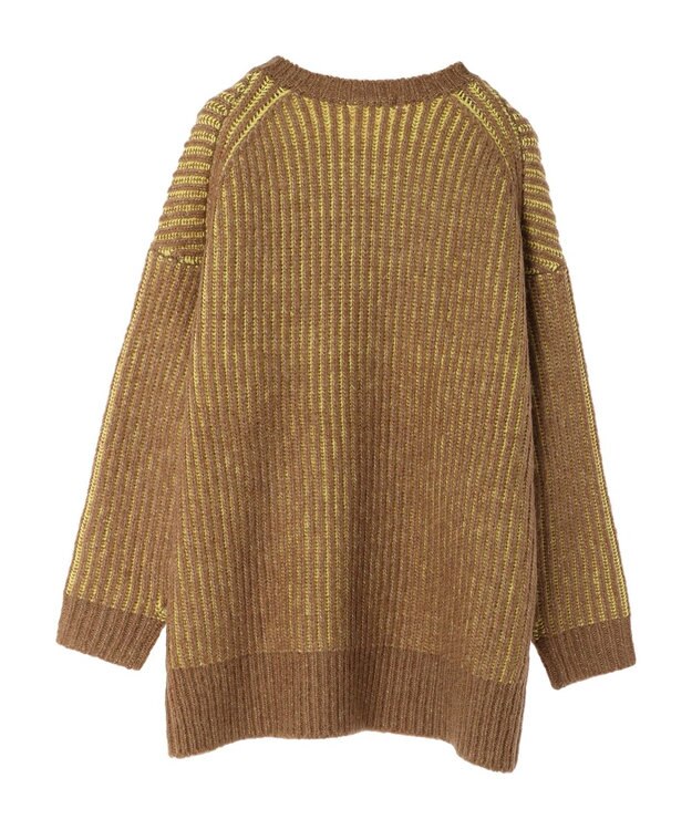 AMERICAN HOLIC バイカラー片畦ニットチュニック Mocha