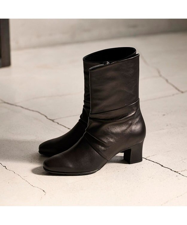 MODE ET JACOMO <D'ICI>ドレープハーフブーツ ブラック