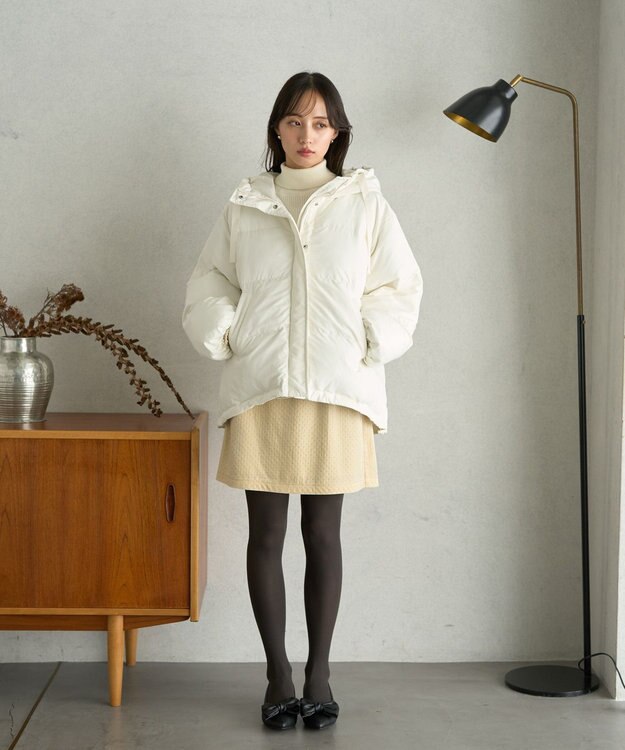 earth music&ecology フーディーパファーブルゾン アイボリー