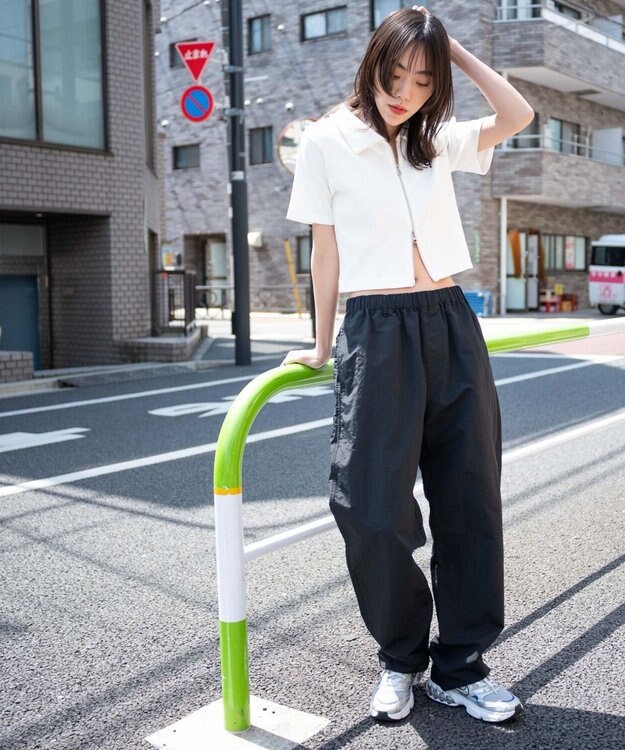 WEGO ナイロンイージーパンツ ブラック