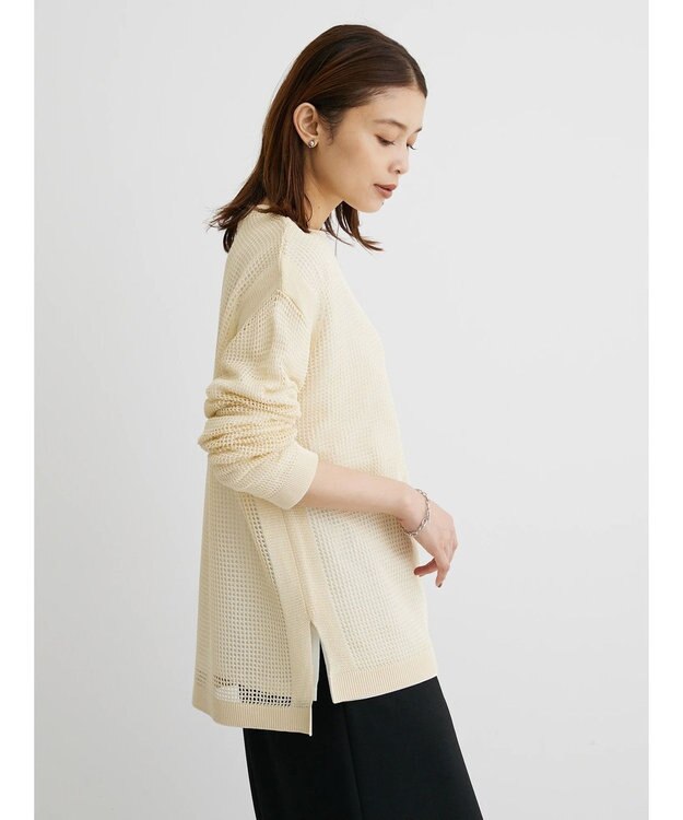 Green Parks ＳＥＴ２点ロンＴ＋メッシュニットプルオーバー Light Beige