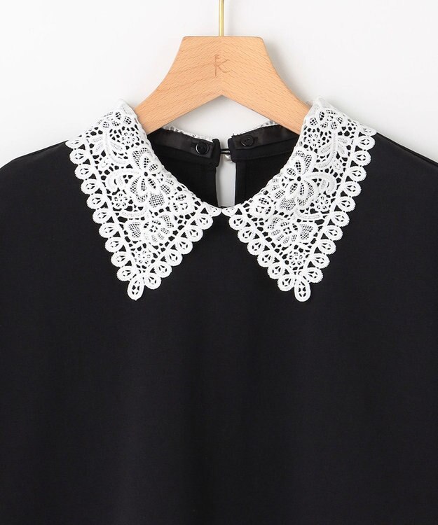 組曲 S 【2WAY】レース襟フレンチテリー カットソー ブラック系