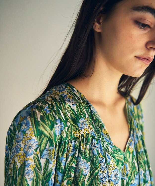 GRACE CONTINENTAL フラワープリントティアードミニワンピース グリーン