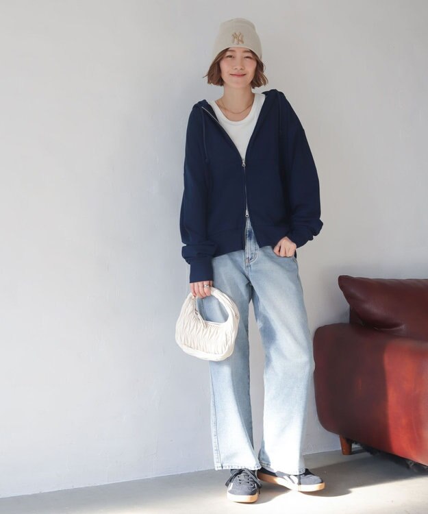 WEGO 【ユニセックス着用ITEM/MLサイズ展開】コンパクトフィットダブルZIPパーカー ネイビー