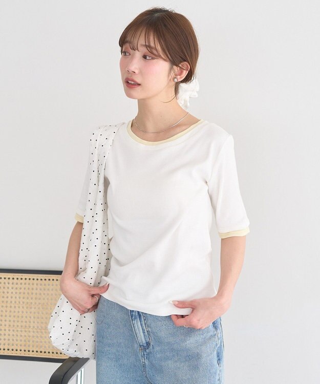 earth music&ecology レイヤードライクバイカラープルオーバー Off White