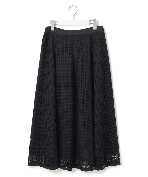 23区 S 【洗える】Broche チェックレース スカート ブラック系