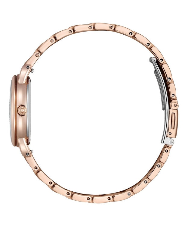 CITIZEN 【替えバンド付き】少し大きめ28ミリケースのソーラーテックウオッチ ピンクゴールド