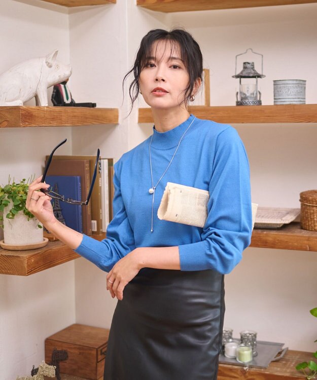 WEGO 【WEB限定/25年秋冬新作/洗濯OK/毛玉レス】ハイネックプルオーバー ブルー