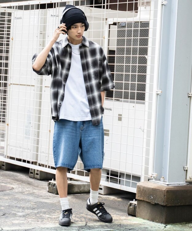 WEGO 【ウエストゴム/手洗い可】デニムバギーショーツ デニム中濃加工色