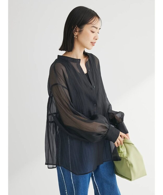 Green Parks ・ＥＬＥＮＣＡＲＥ　ＤＵＥ　シアーバックリボンチュニック Black