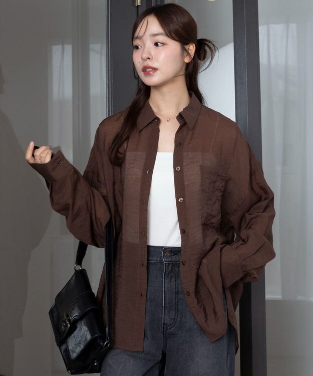 WEGO 【2026年春夏新作】シアーシャツ ダークブラウン