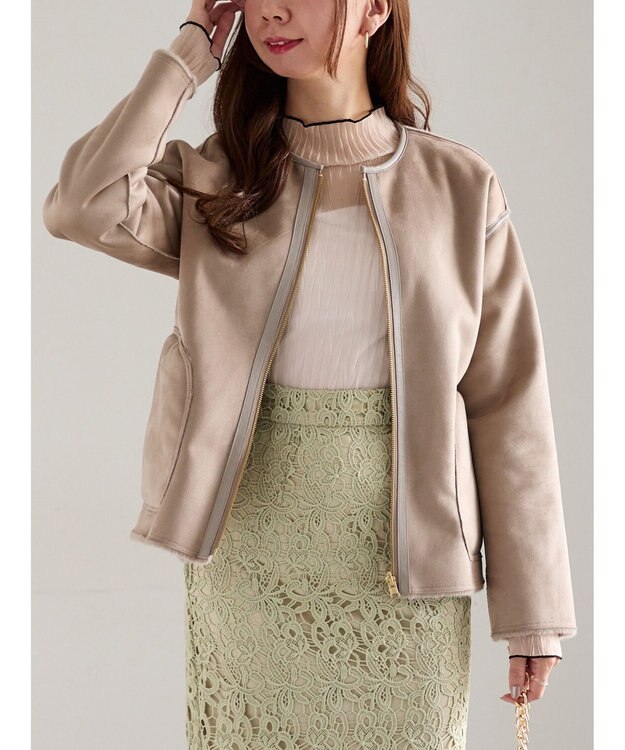 Te chichi リバーシブルファームートンブルゾン モカ