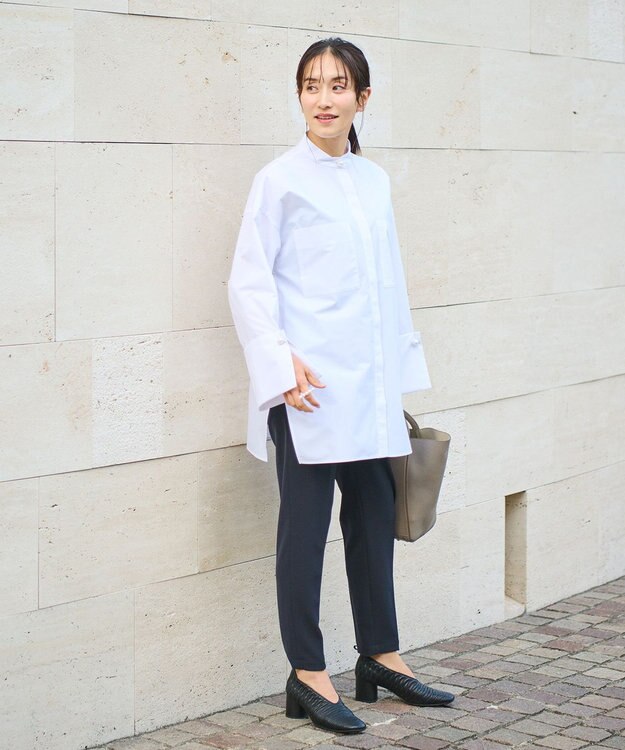 #Newans 【セレモニーにも】パールボタンビッグシャツ ホワイト系