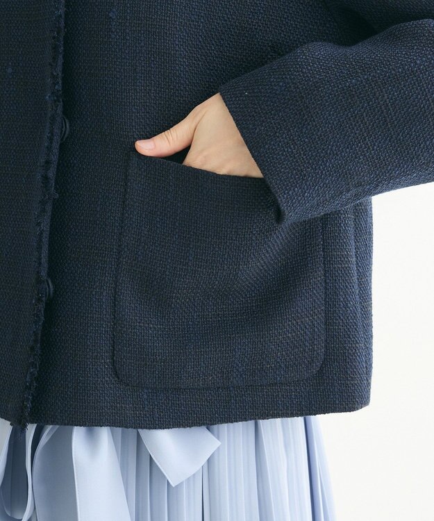 Green Parks ef-de ツイードノーカラージャケット Navy