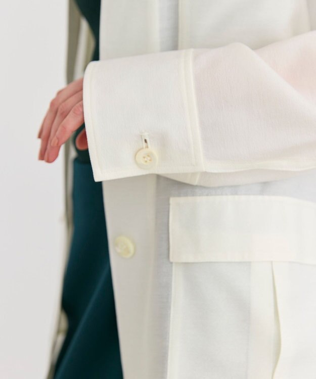 BEIGE， 【洗える】AMARYLLIS / ウエストベルトシアーサファリジャケット Ecru