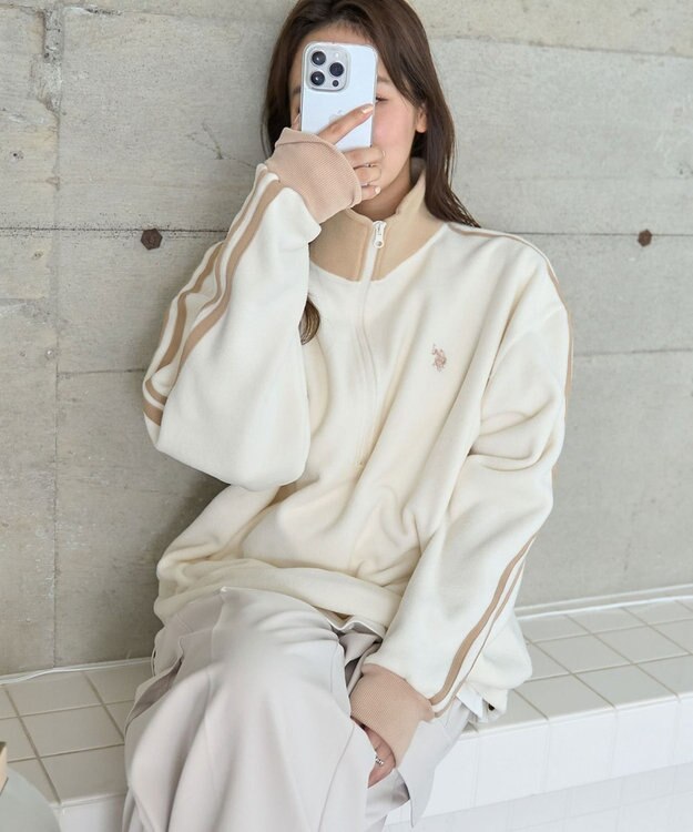 WEGO 【ユニセックス着用ITEM】USPOLOフリースハーフジッププルオーバー ホワイトその他