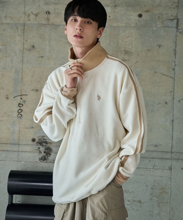 WEGO 【ユニセックス着用ITEM】USPOLOフリースハーフジッププルオーバー ホワイトその他