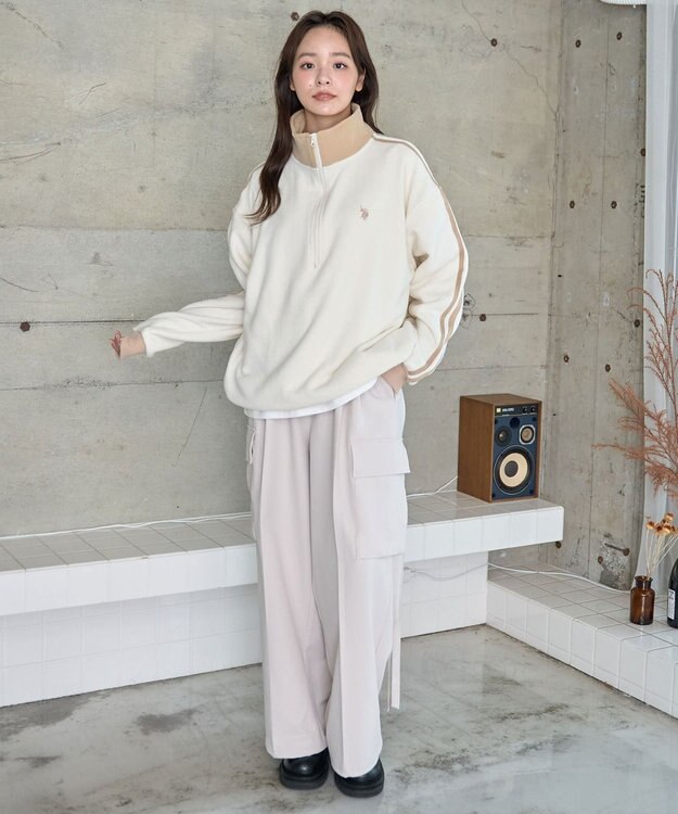 WEGO 【ユニセックス着用ITEM】USPOLOフリースハーフジッププルオーバー ホワイトその他